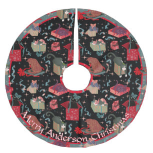 Funny Cats in Christmas Boxes Personalized Brushed Polyester Tree Skirt