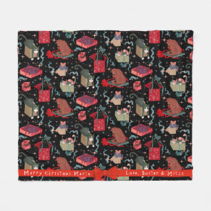 Funny Cats In Christmas Boxes Personalized Fleece Blanket