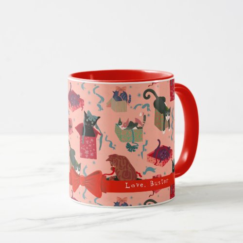 Funny Cats In Christmas Boxes Personalized  Mug