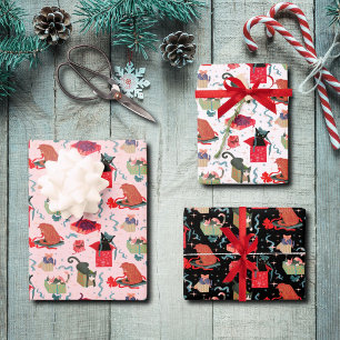Funny Cats In Christmas Boxes Wrapping Paper Sheets