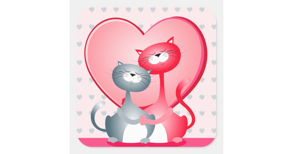 Funny cats in love, sticker | Zazzle