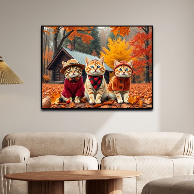 Funny Cats in Preppy Fall Attire and Hats   Poster (Creator Uploaded)