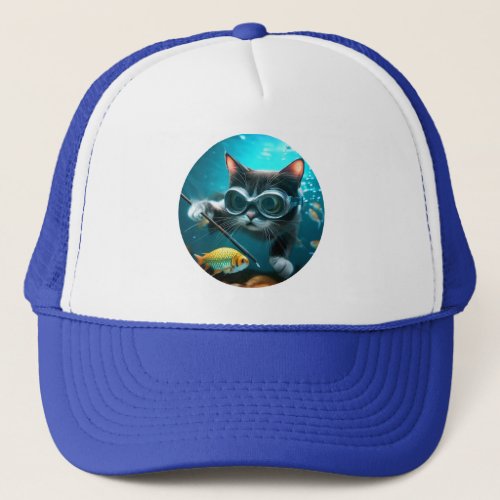 Funny Cats in the Aquarium Trucker Hat
