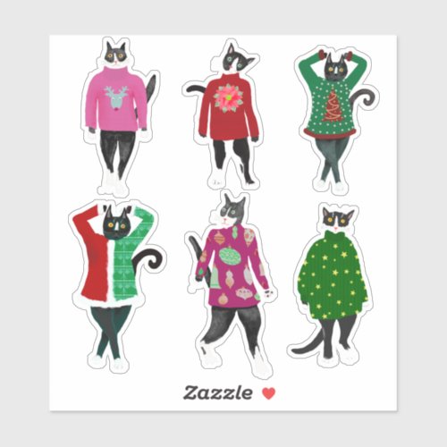 Funny Cats in Ugly Christmas Sweaters  Sticker