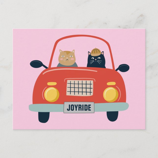 Funny Cats Joyride in Cat Car  Postcard (Front)