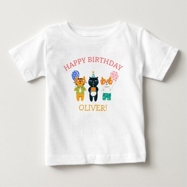 Funny Cats Kitty Birthday Guest of Honor T-Shirt (Front)