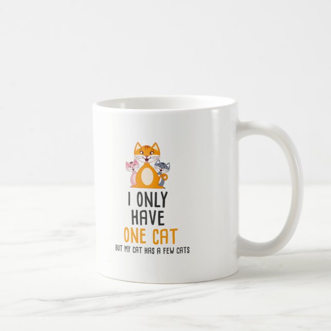 Funny Cats Lovers Gift - I Only Have One Cat but.. Coffee Mug (Right)