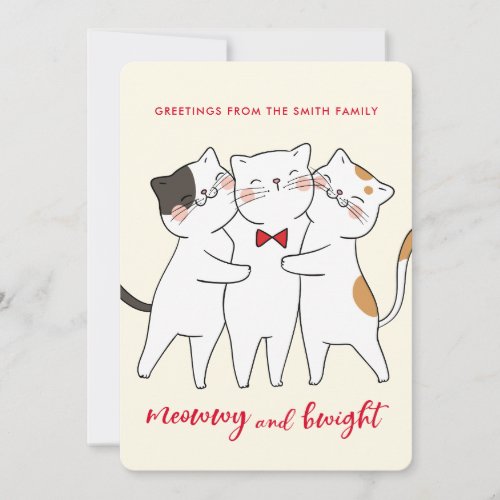 Funny Cats Merry And Bright Holiday Greeting