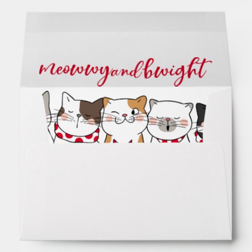 Funny Cats Merry and Bright Holiday Greetings Envelope