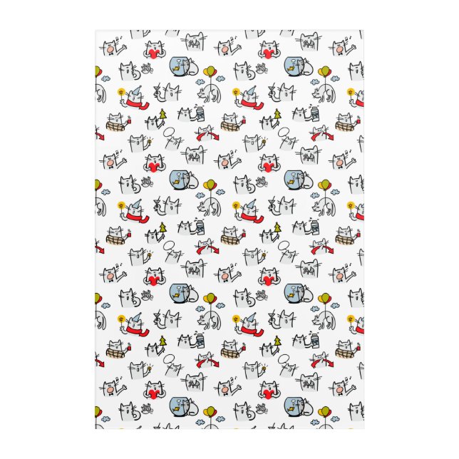 Funny cats, milk and magic. acrylic print (Front)