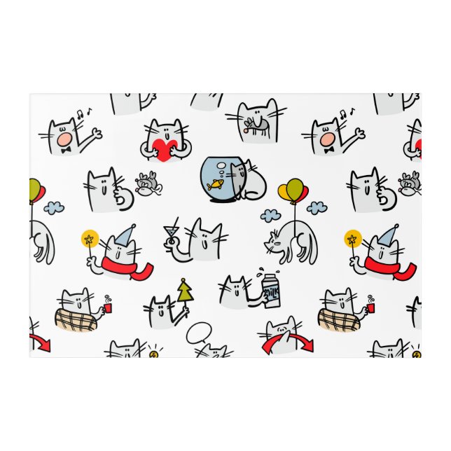 Funny cats, milk and magic. acrylic print (Front)