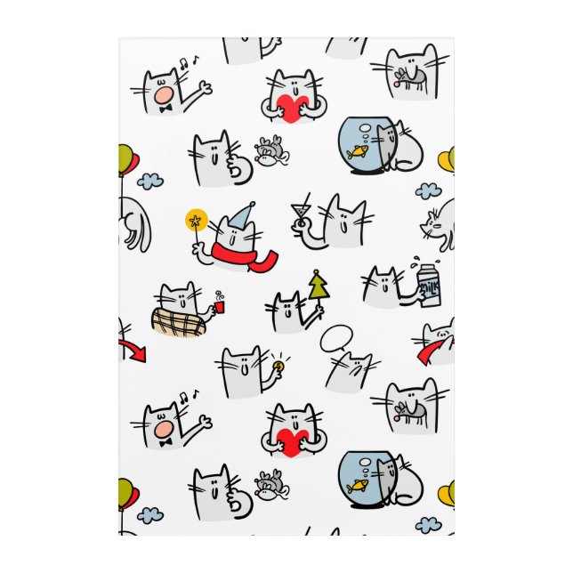 Funny cats, milk and magic. acrylic print (Front)