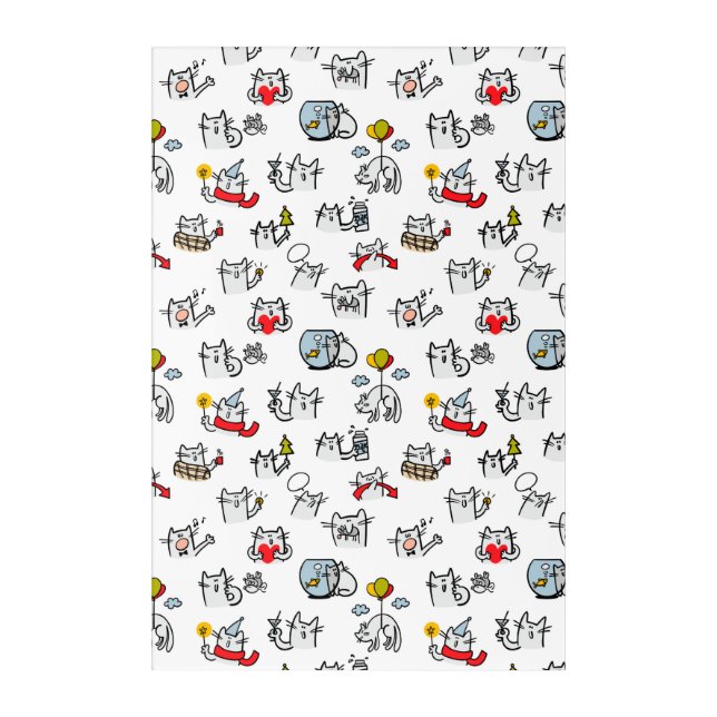 Funny cats, milk and magic. acrylic print (Front)