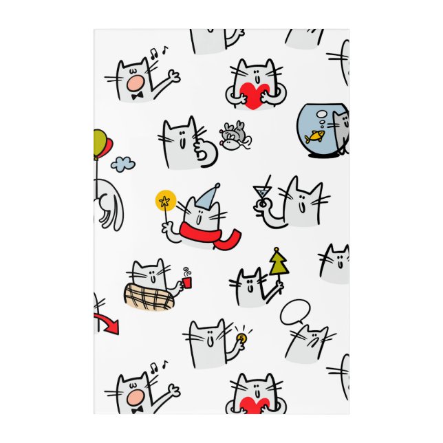 Funny cats, milk and magic. acrylic print (Front)