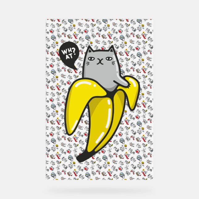 Funny cats, milk and magic. acrylic sign (Front)