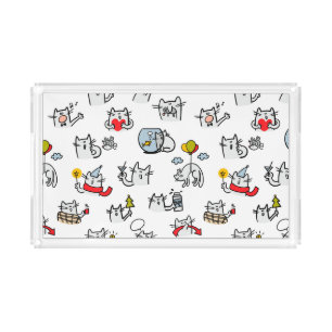 Funny cats, milk and magic. acrylic tray