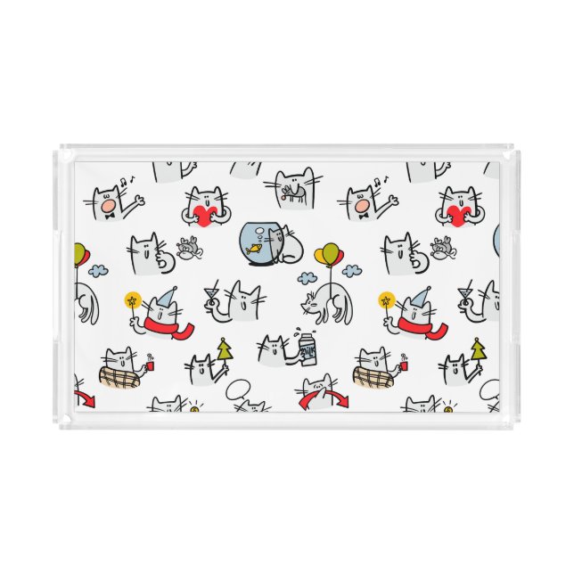 Funny cats, milk and magic. acrylic tray (Front)