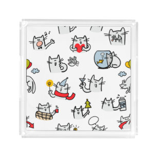 Funny cats, milk and magic. acrylic tray