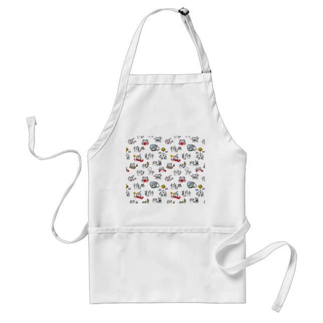 Funny cats, milk and magic. adult apron (Front)