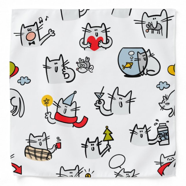 Funny cats, milk and magic. bandana (Front)