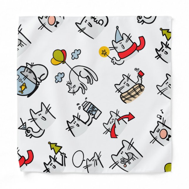 Funny cats, milk and magic. bandana (Front)