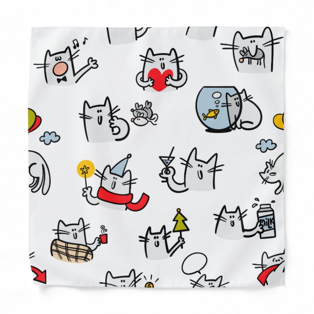 Funny cats, milk and magic. bandana (Front)