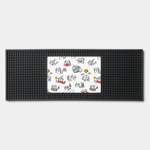 Funny cats, milk and magic. bar mat 