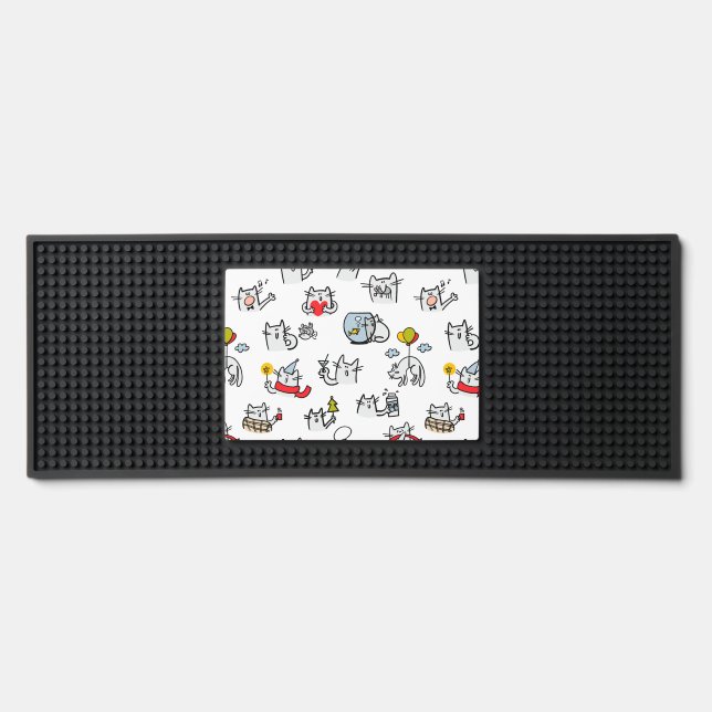 Funny cats, milk and magic. bar mat  (Front)