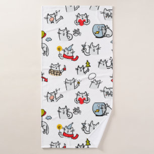 Funny cats, milk and magic. bath towel