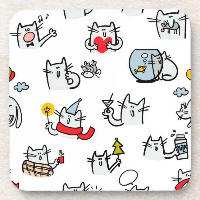 Funny cats, milk and magic. beverage coaster (Front)