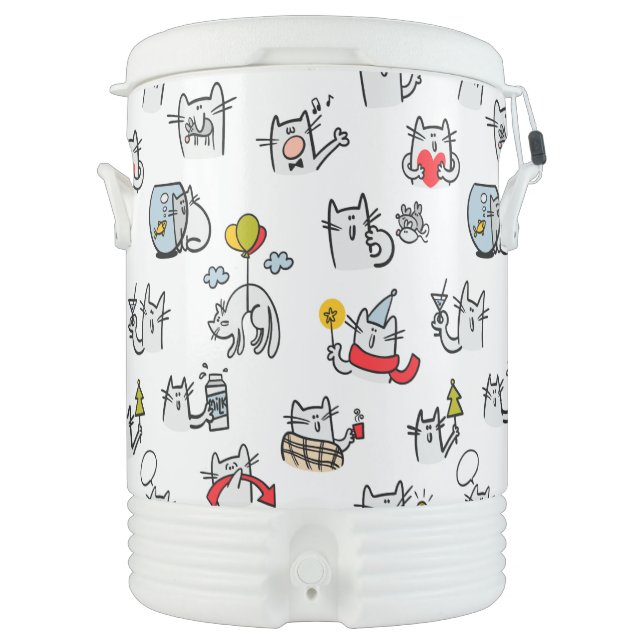Funny cats, milk and magic. beverage cooler (Front)