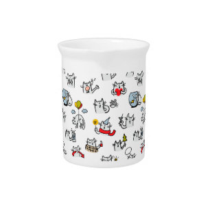 Funny cats, milk and magic. beverage pitcher