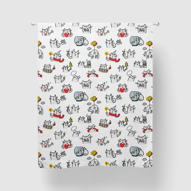 Funny cats, milk and magic. blackout curtains (Front)