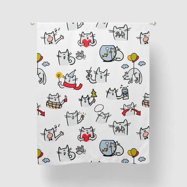 Funny cats, milk and magic. blackout curtains (Front)