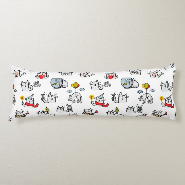 Funny cats, milk and magic. body pillow (Front)