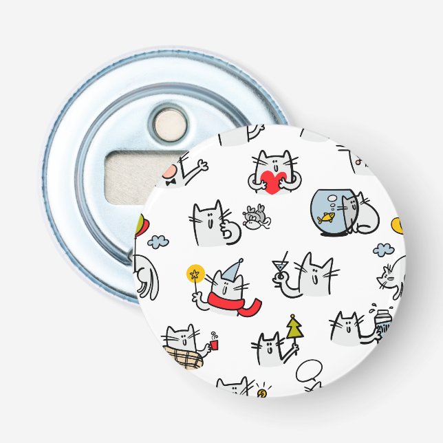 Funny cats, milk and magic. bottle opener (Front)