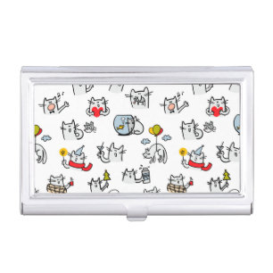 Funny cats, milk and magic. business card case