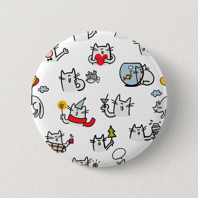 Funny cats, milk and magic. button (Front)
