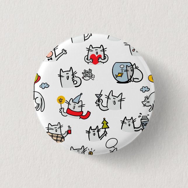 Funny cats, milk and magic. button (Front)