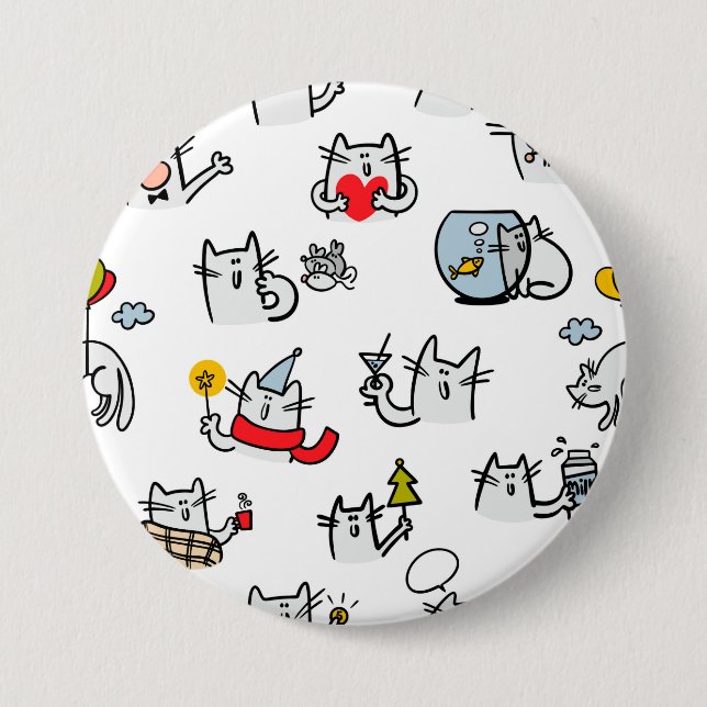 Funny cats, milk and magic. button (Front)