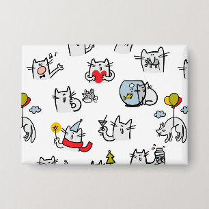 Funny cats, milk and magic. button