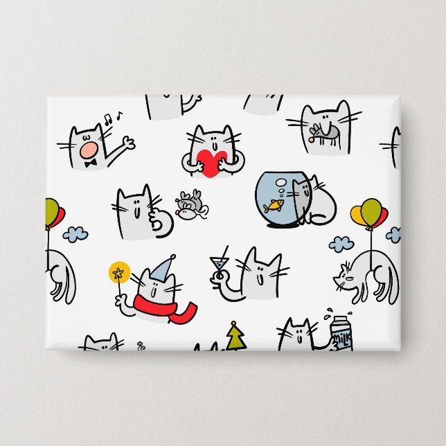 Funny cats, milk and magic. button (Front)