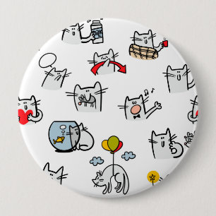 Funny cats, milk and magic. button