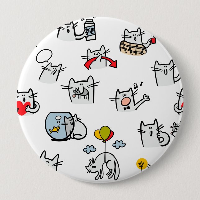 Funny cats, milk and magic. button (Front)