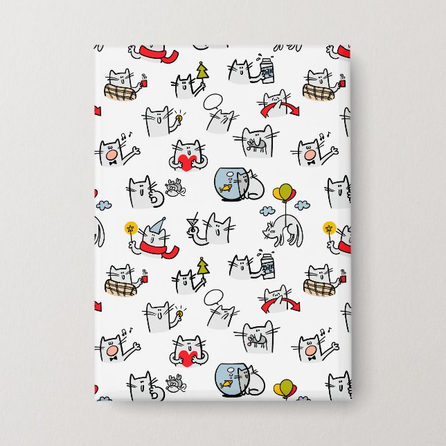 Funny cats, milk and magic. button (Front)