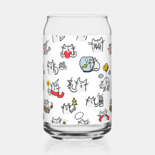 Funny cats, milk and magic. can glass