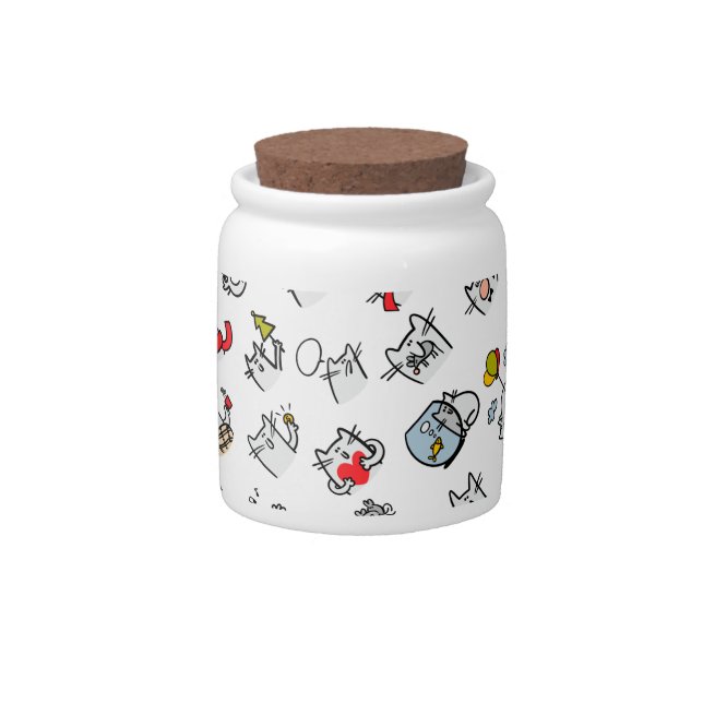 Funny cats, milk and magic. candy jar (Front)