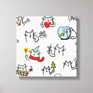 Funny cats, milk and magic. canvas print