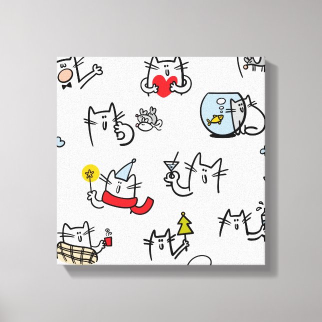 Funny cats, milk and magic. canvas print (Front)