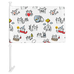Funny cats, milk and magic. car flag